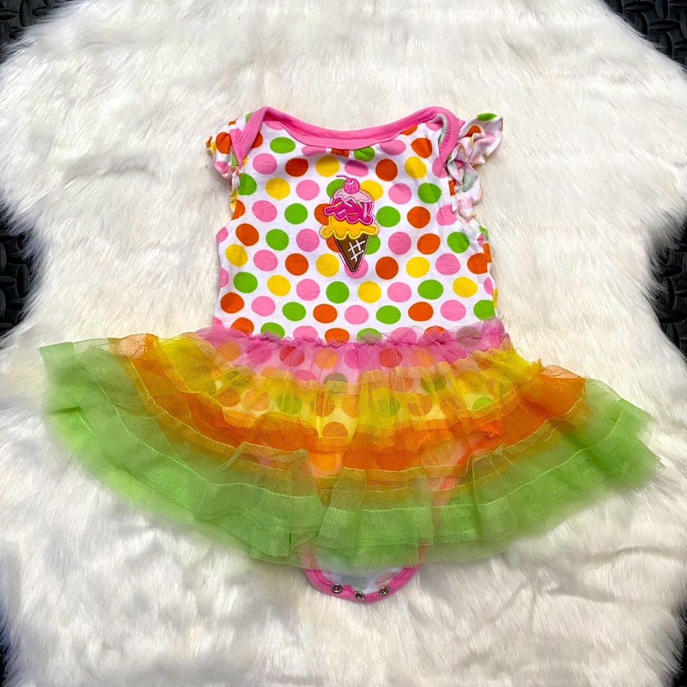 Polka dot bodysuit with tutu skirt